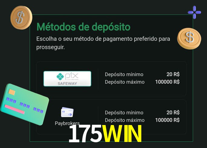O cassino 175WIN oferece uma grande variedade de métodos de pagamento
